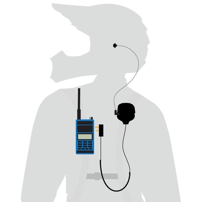 Rugged Radios Patrol Moto Kit - Ear Piece and Hand Mic with UHF RDH Handheld Radio - PATROL-PACK-RDH-U